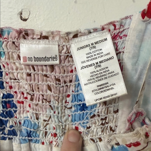 Floral Spaghetti Strap Sundress — White with Red & Blue Flowers 2000 - Picture 2 of 2